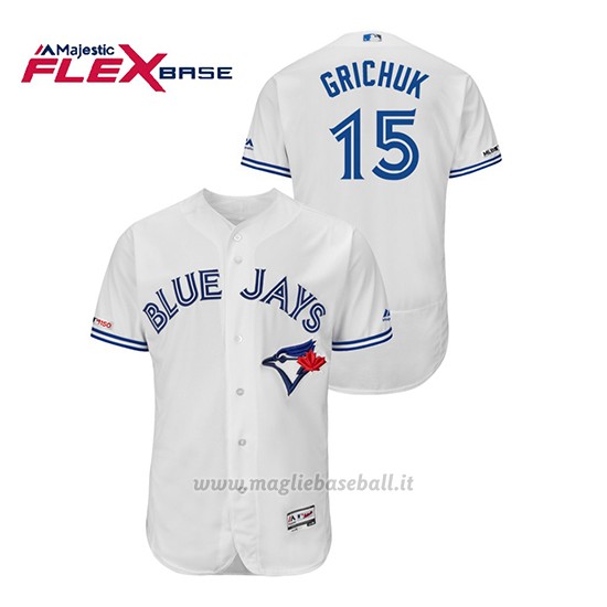 Maglia Baseball Uomo Toronto Blue Jays Randal Grichuk 150th Aniversario Patch Autentico Flex Base Bianco